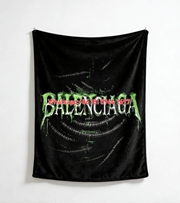Balenciaga Green Dripping Metal Logo Coiled Wires Flannel Sofa Throw Blanket BA240